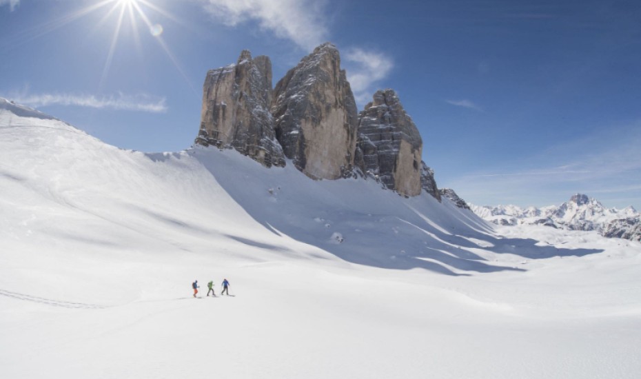 Drei Zinnen Urlaub im Winter in Südtirol Schneeschuhwandern